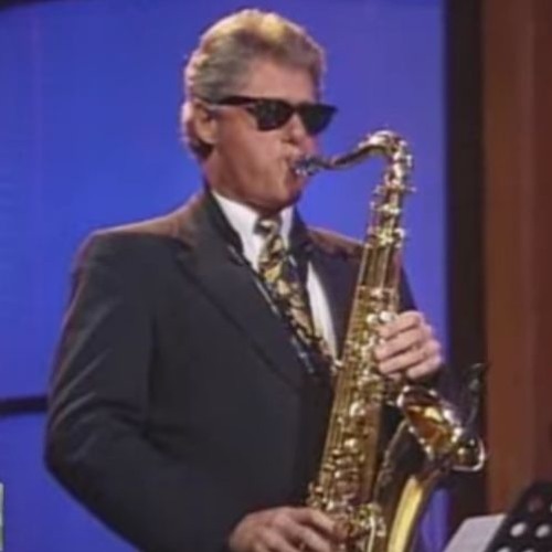 Clinton playing sax